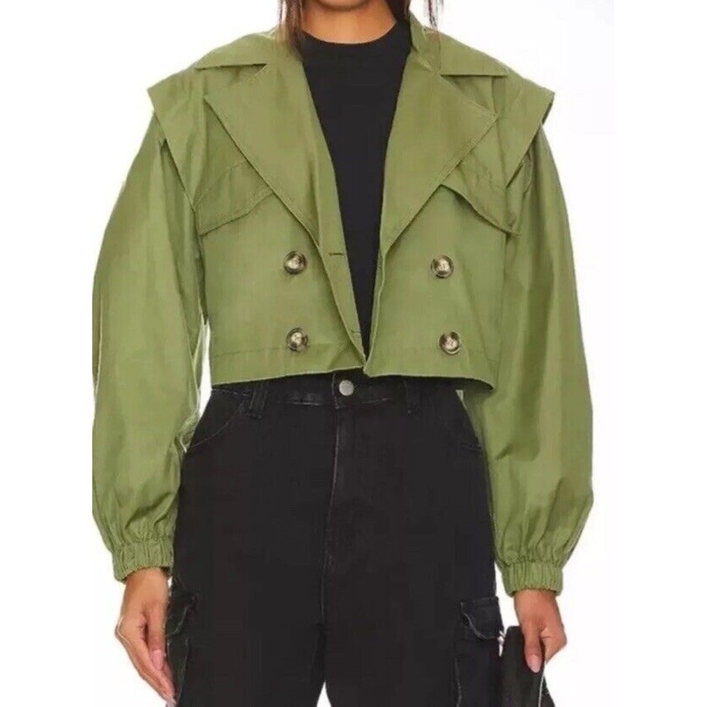 Free People Women's Looking Glass Trench Coat  Green Size S‎ - Picture 3 of 16